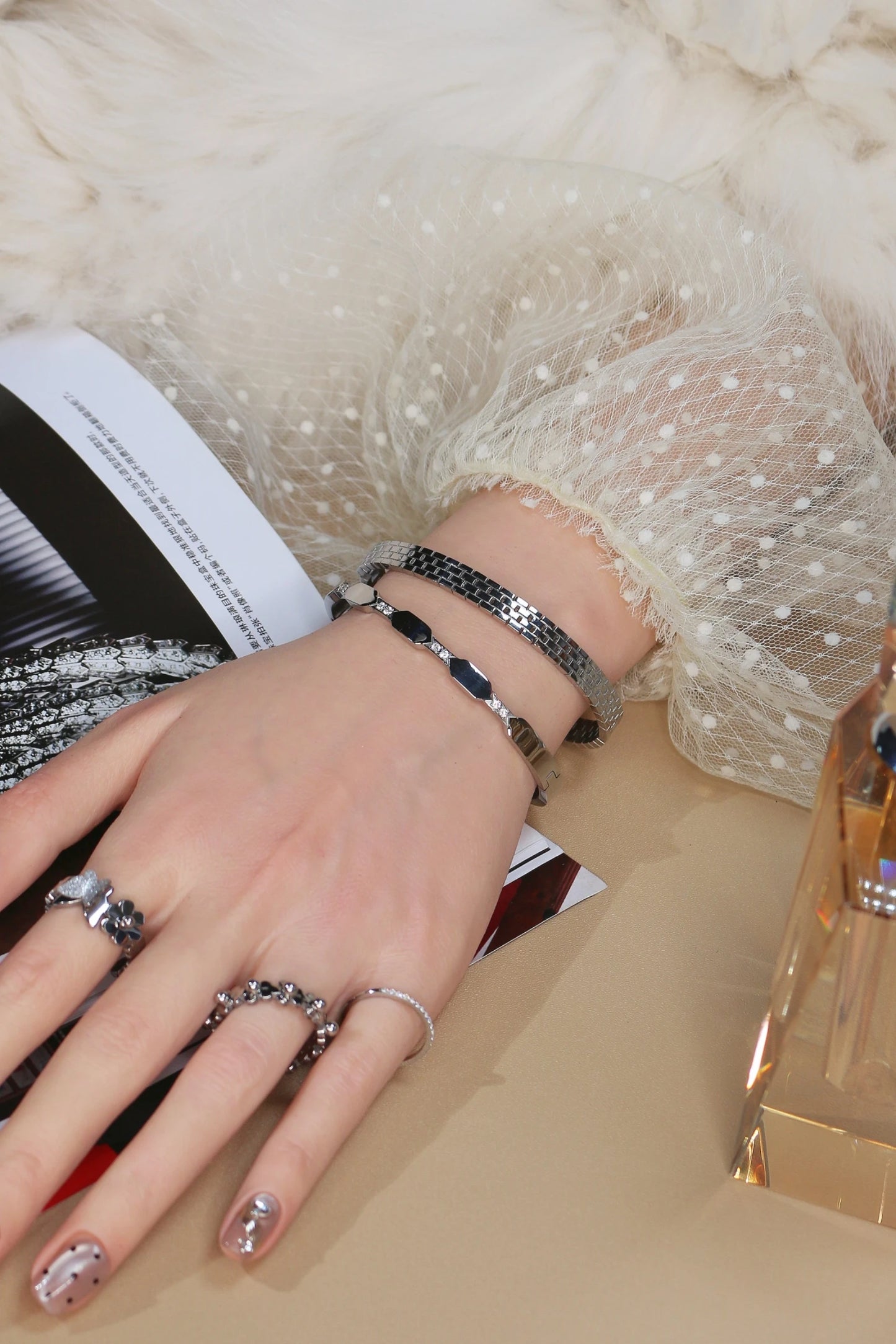 Exquisite Crystal Stainless Steel Women's Bracelet Bangles Gifts