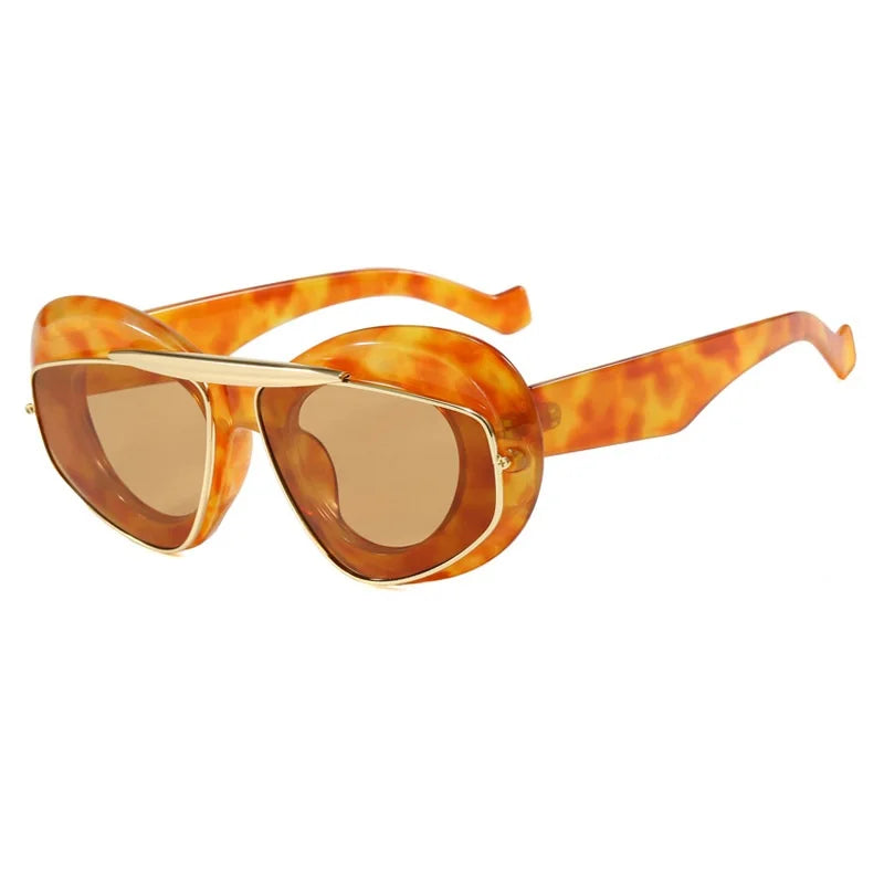 Men Women y2K Hip Hop Punk Oval Designer Square UV400 Glassess Sunglasses