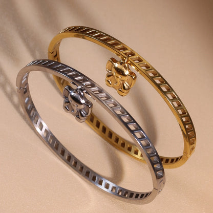 Small Elephant Hollow Stainless Steel 18K Gold Plated Bracelet Jewelry