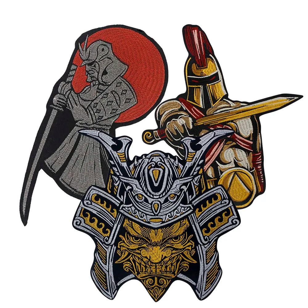 Japan Samurai Embroidery Double Sword Vikings Warrior Military Armband Tactical Emblem Patch Appliques Iron on Patches Badge Clothes Sewing