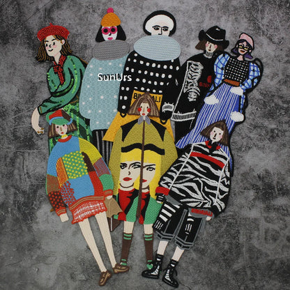 Cartoon Characters Embroidery Patches Girl Stickers sew on Clothing DIY Craft