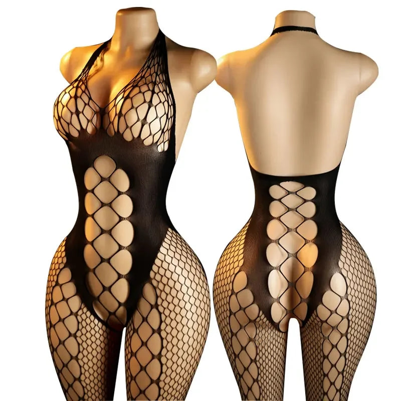 Sexy Erotic Open Crotch Bodystockings Hollow Pantyhose Fishnet Crotchless Jumpsuit