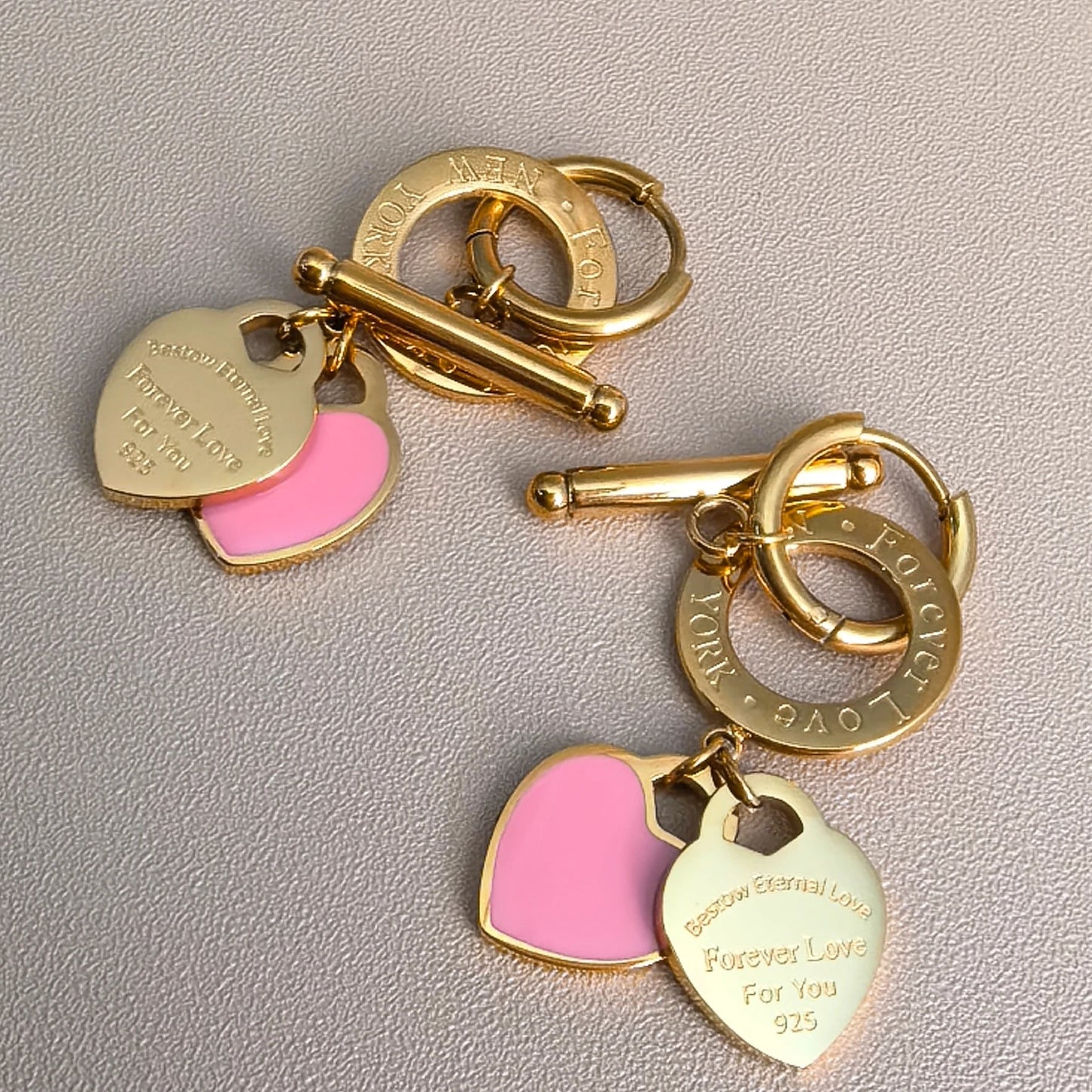 Stainless Steel Double Heart LOVE Pendant Love Party Wedding Earrings Jewelry