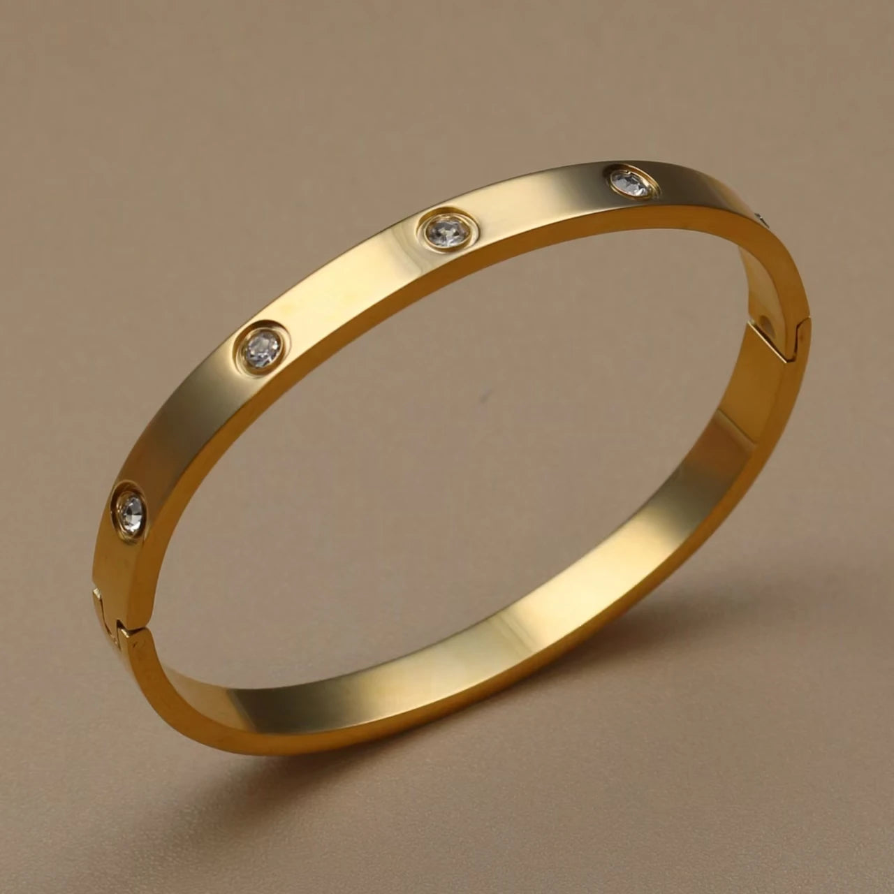 Stainless Steel Bangle Four-leaf Clover Crystal Design Stacking Bracelet Bangle
