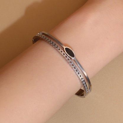 Luxury 2-In-1 Wedding Gold Black Acrylic Stainless Steel Ring Bangles Set