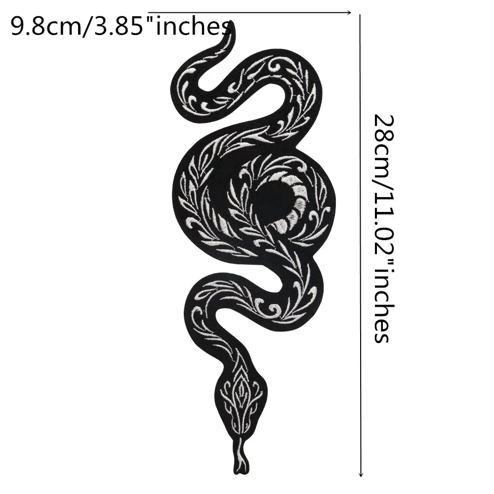 Large Black Snake Embroidery Tiger Maple Leaf Patches for Clothes Patch Stickers DIY Punk Badges for Iron-on Applique