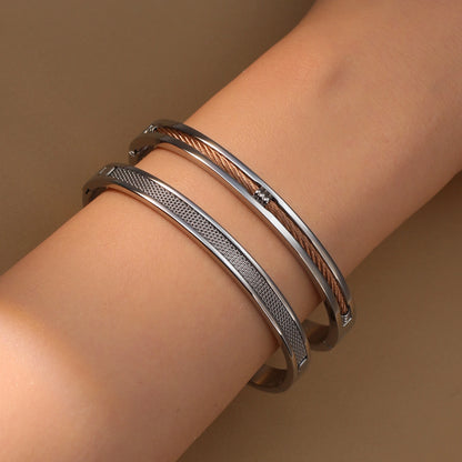 Women Punk 18k Gold Color Stainless Steel Statement Bracelet Bangle