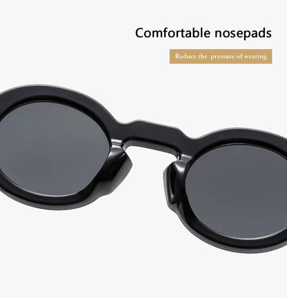 Women Men Punk Double Color Shades Rivets Clear Lens Frame UV400 Round Sunglasses