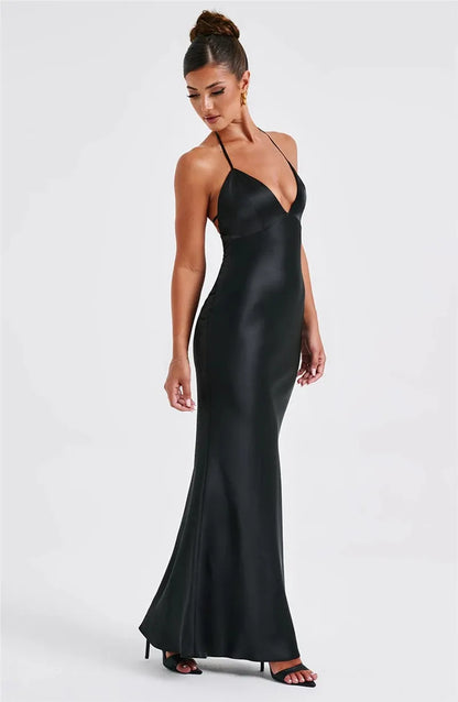 Elegant Backless Sexy Maxi Spaghetti Strap Sleeveless Bodycon Club Party Long Dress