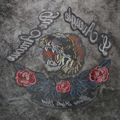 Embroidery letter Flower Tiger Head Patch Appliques Iron on Patches Badge Clothes Sewing