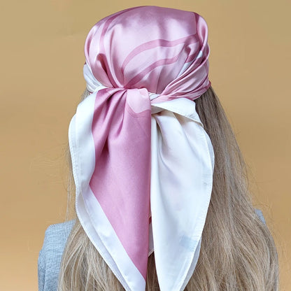 90cm Women Four Seasons Square Silk Satin Bandana Wrap Shawl Scarves Scarfs SRk3