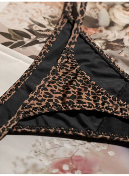 Women Low Waist G-String Leopard Briefs Thong Ice Slik T-back Underwear Seamless Panties
