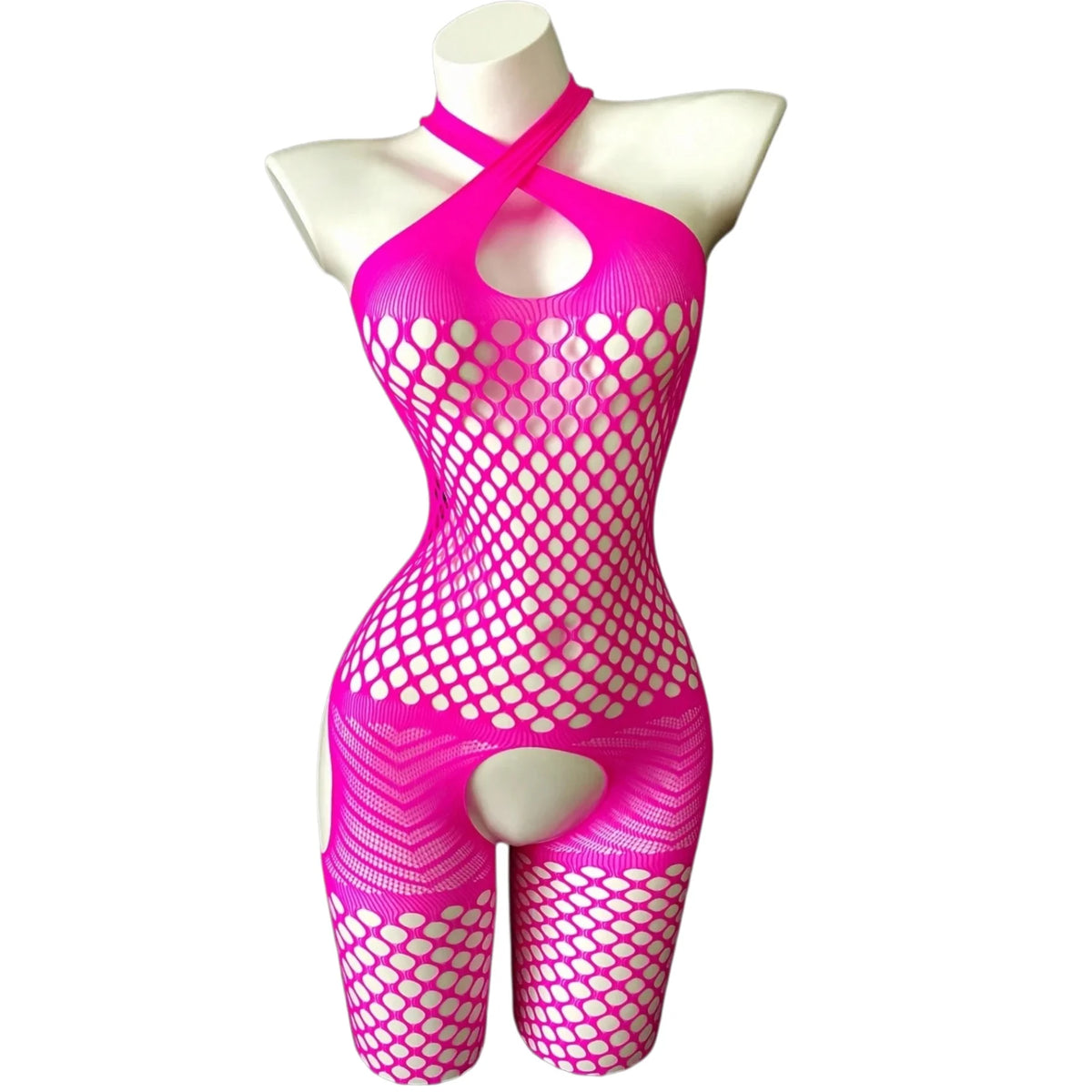 Sexy Open Crotch Bodystocking Mesh Bodysuit Crotchless Costumes Sleeveless Catsuit Erotic Lingerie