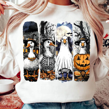 Halloween Ghost Goose Autumn DIY Iron-On Heat Transfer Sticker Decal T-shirts Sweatshirts Pillowcase Bag Clothes Decor