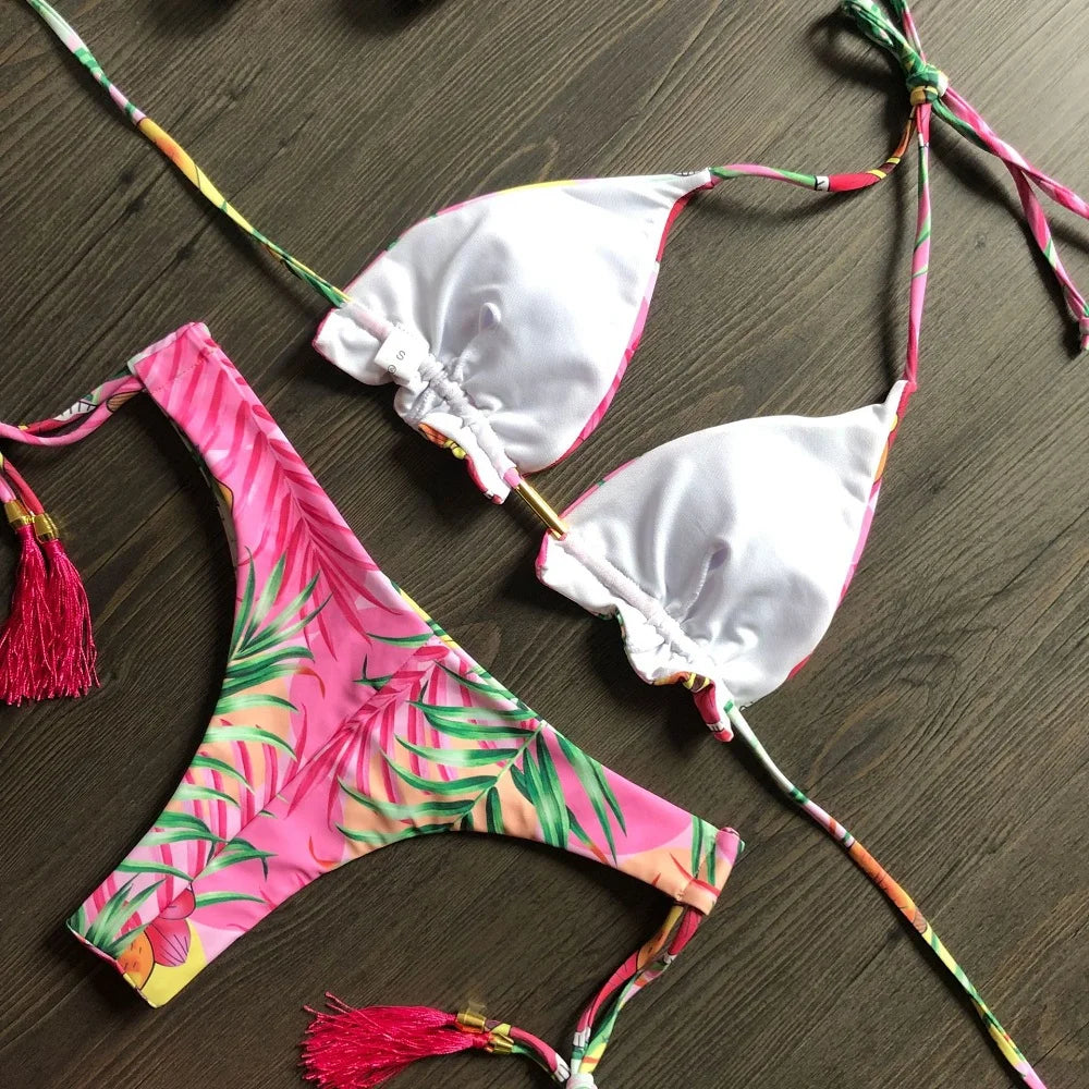 Women's bikini split print swimsuit Brazil 2-piece beach swimsuit Suit