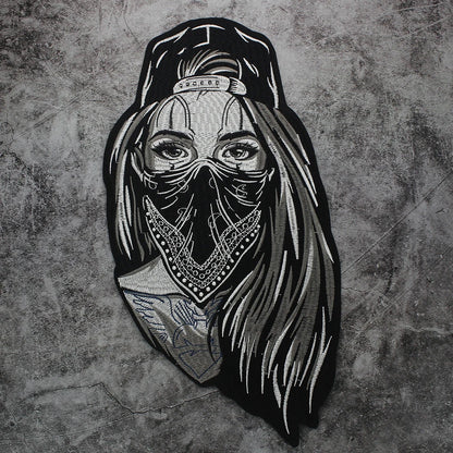 Veiled Girl Patch Large-Size Biker Stickers Embroidered Patch Appliques Iron on Patches Badge Clothes Sewing