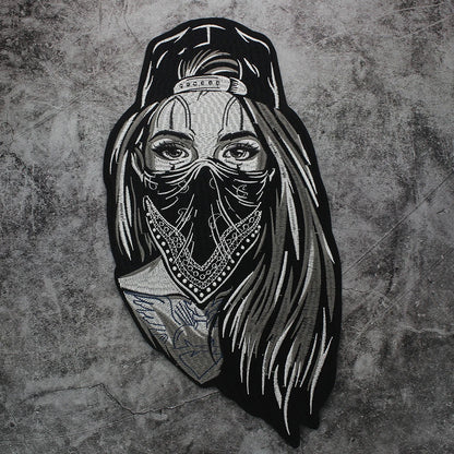 Veiled Girl Patch Large-Size Biker Stickers Embroidered Patch Appliques Iron on Patches Badge Clothes Sewing