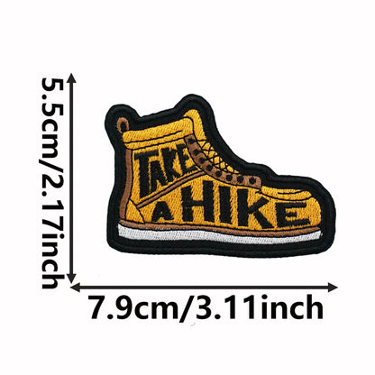 Shoe' Take a hike ' Embroidered Patch Iron-On Sewing Clothes Patches Applique