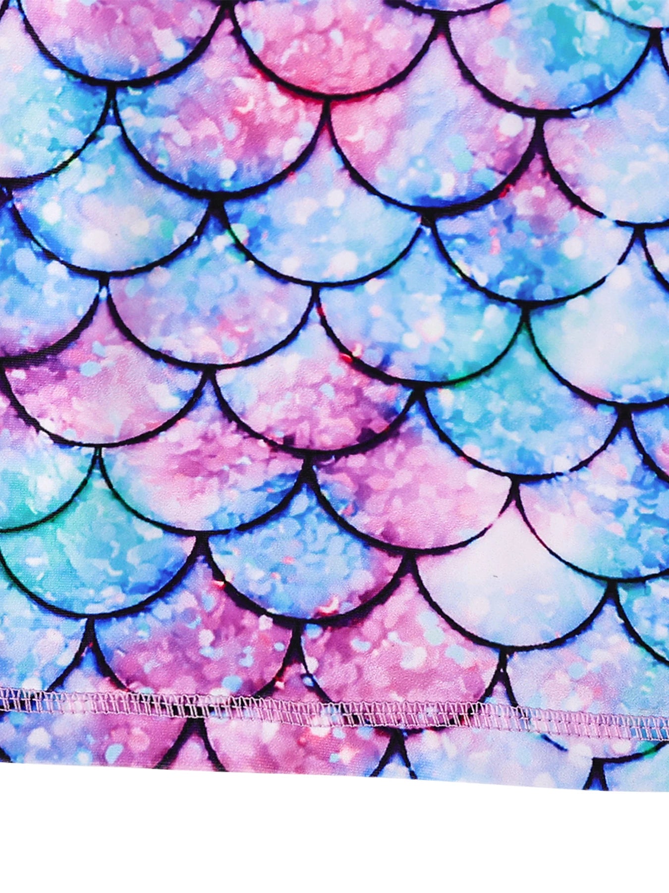 2pcs Girls Kids Short Sleeve Mermaid Scale Tops Boyleg Shorts Swimwear Beach Bathing Suit