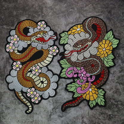 Embroidered Dragon Flower Patch Appliques Iron on Patches Badge Clothes Sewing