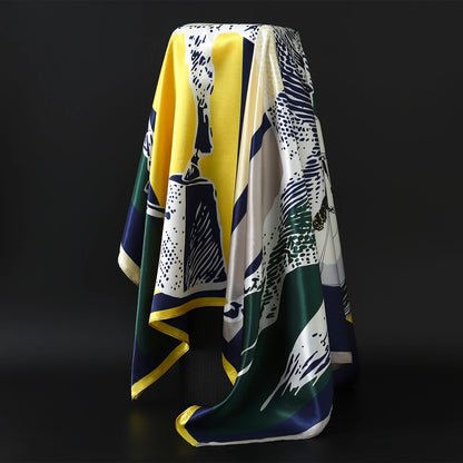 90cm Women Four Seasons Square Silk Satin Bandana Wrap Shawl Scarves Scarfs gfK4
