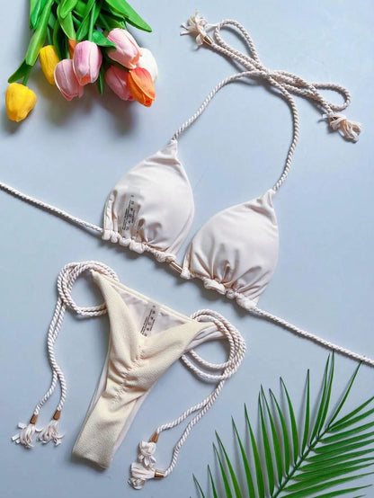 Sexy solid color women's bikini swimsuit two-piece beach Swimwear bikini suit