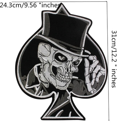 Poker Ace of Spades Embroidery Skull Iron Patch For Clothing Patches Punk Appliques sewing Sticker