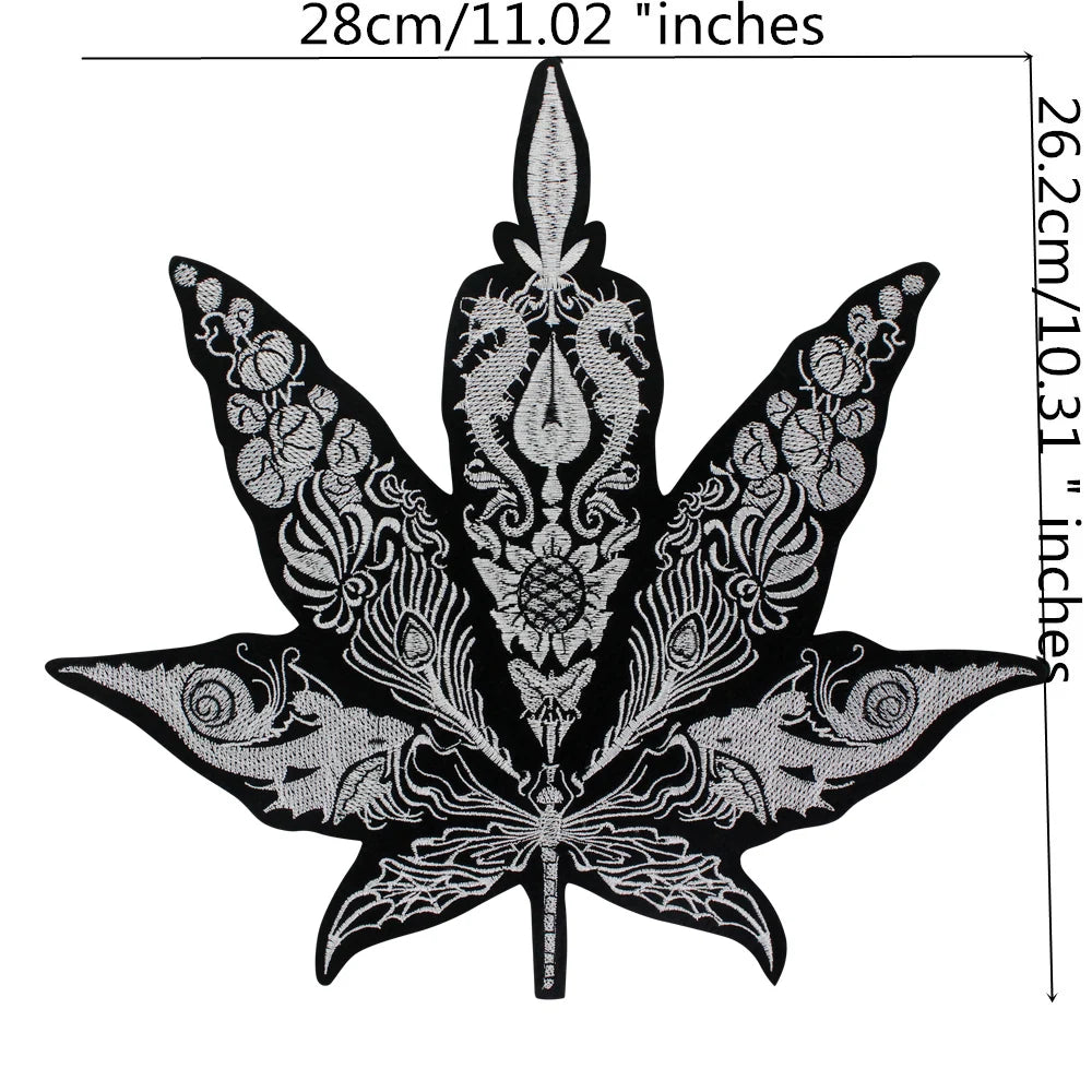 Large Black Snake Embroidery Tiger Maple Leaf Patches for Clothes Patch Stickers DIY Punk Badges for Iron-on Applique