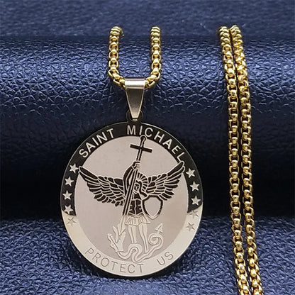 Men Seal of Solomon Talisman Protection Seven Archangels Amulet Stainless Steel Necklace