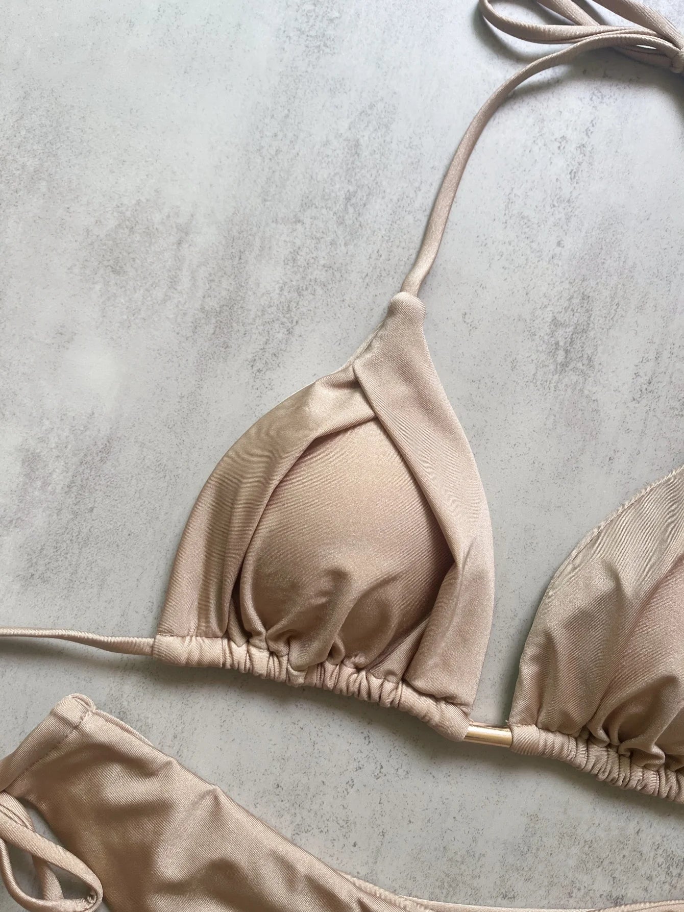 Sexy Lace Up Micro Bikini Women Solid Halter Push Up Bra Tie Side Triangle Swimsuit Bathing Suit