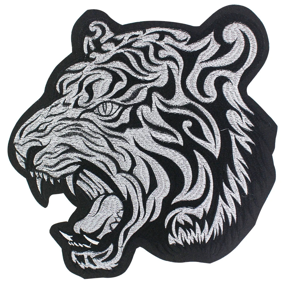 Cool tiger Embroidery Applique Patches for Clothes Iron on biker patch animal stickers DIY