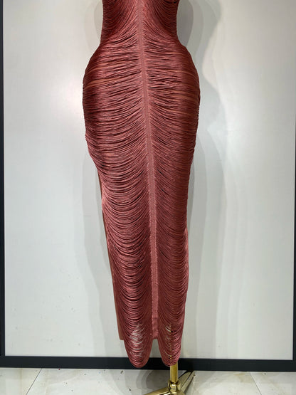 Women Sexy Celebrity Backless Halter Tassel Bandage Evening Party Birthday Wedding Dress