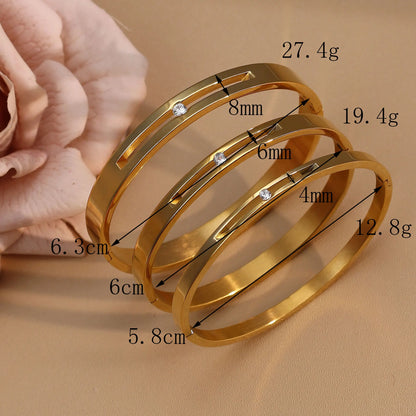 60mm 18K Gold Plated Stainless Steel Zircon Fashionable Bangle Bracelet