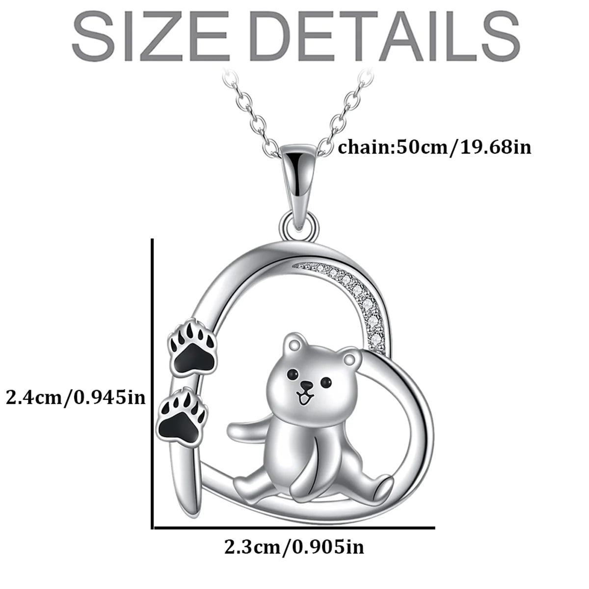 Women Creative Cute Animal Heart Shaped Bear Claw Bear Pendant Necklace