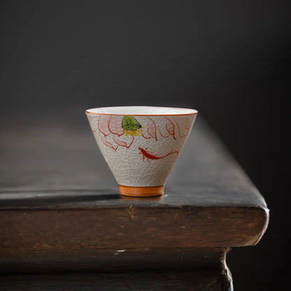 Hand Painted Lotus Ceramics Master Vintage Chinese Kung Fu Tea Bowl Teahouse Cup 60ml