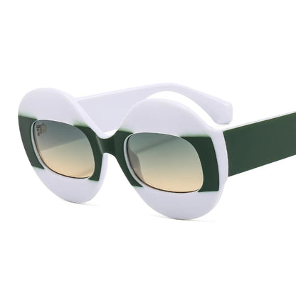 Men Women Retro Oval Clear Gradient Lens Shades UV400 Fashion Round Glasses Sunglasses