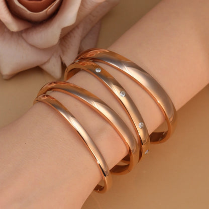 18K Gold-plated Stainless Steel Curved Polished Bangle Bracelet