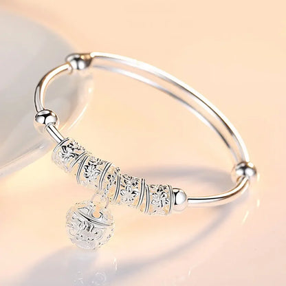 925 Sterling Silver Charms Open Women Fashion Adjustment Cuff Wedding Bangles Bracelet