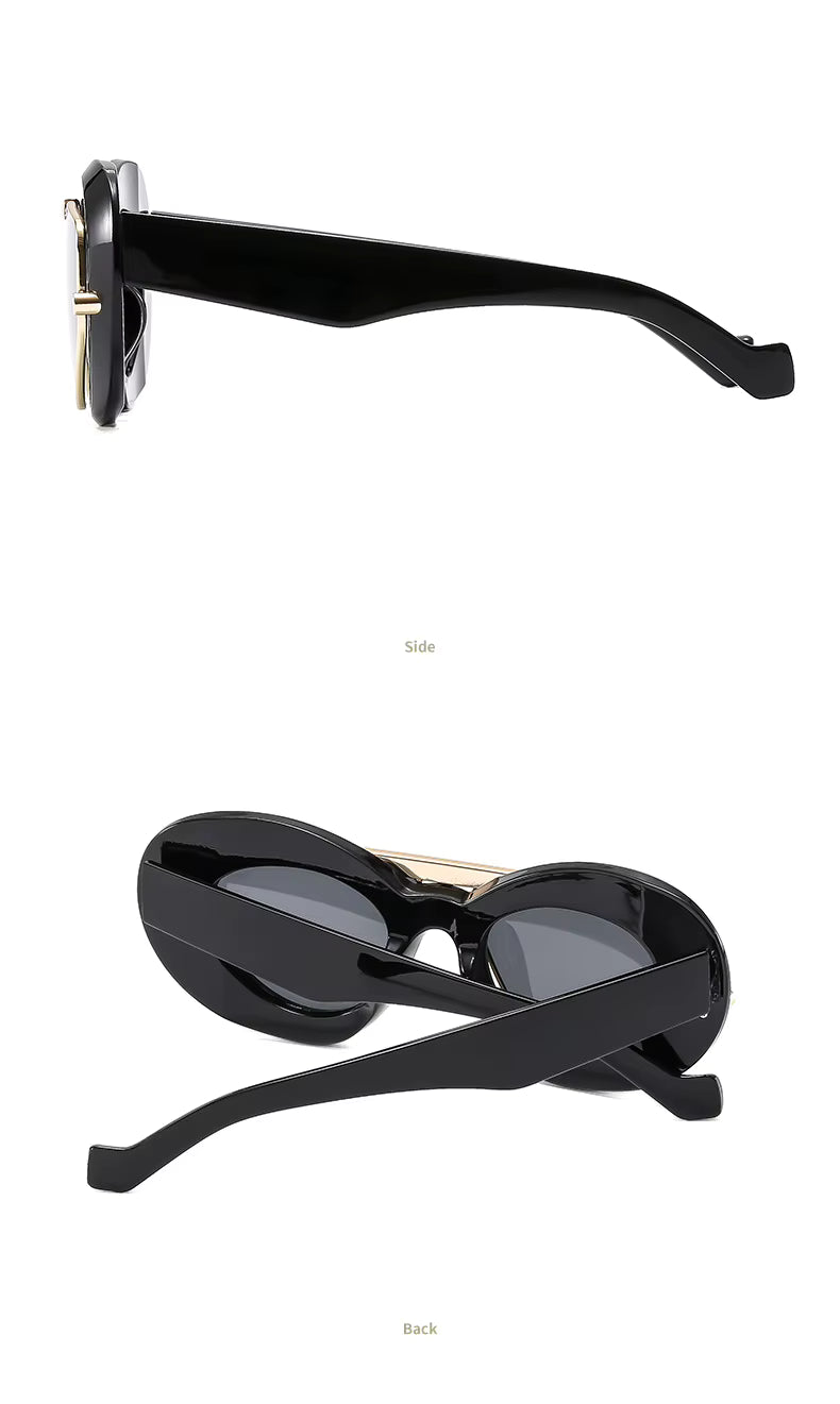 Men Women y2K Hip Hop Punk Oval Designer Square UV400 Glassess Sunglasses