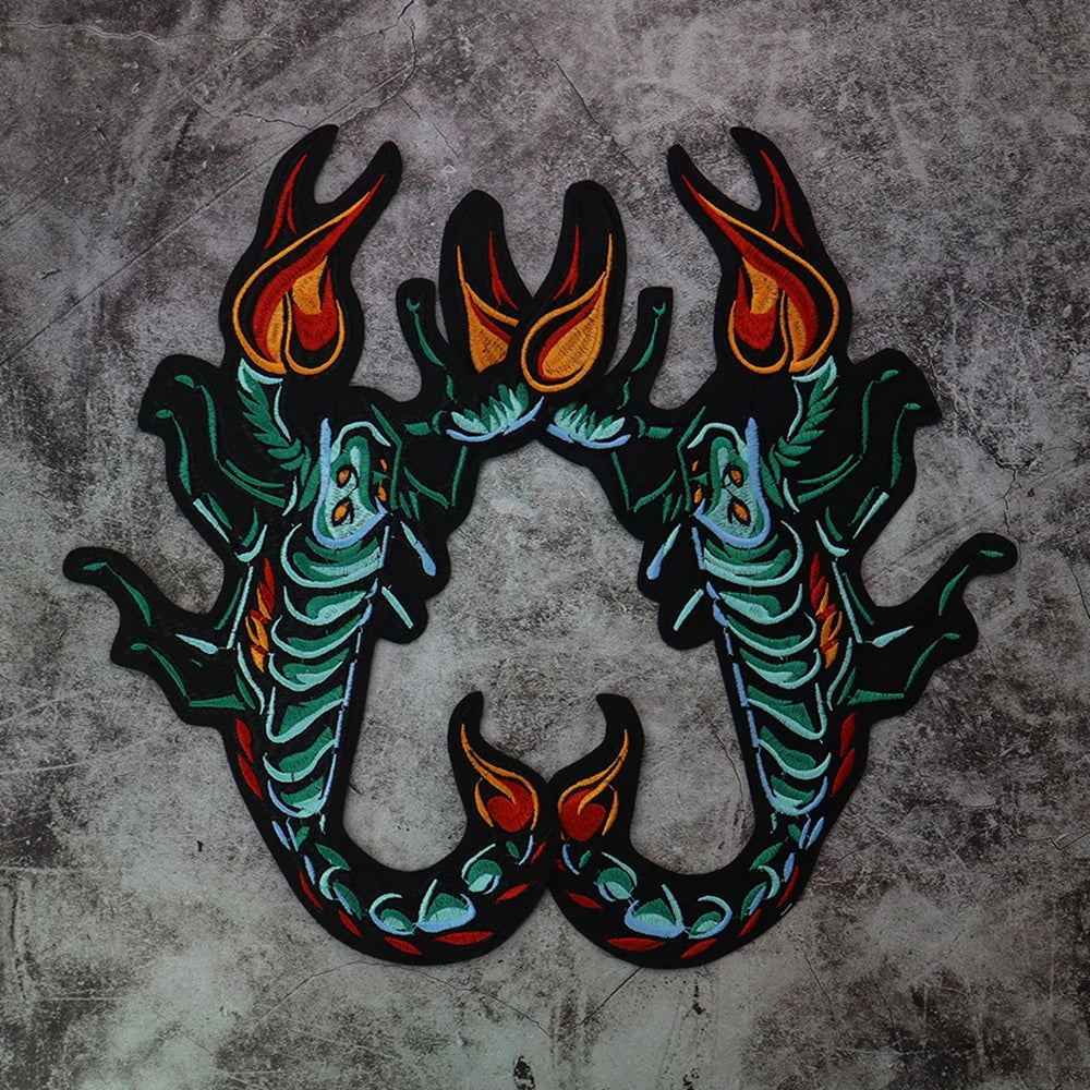 Scorpion Biker Patch Embroidered Patch Appliques Iron on Patches Badge Clothes Sewing
