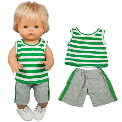 16 Inch Small Doll Clothes T-shirt 38cm Baby Fashion Denim Shorts