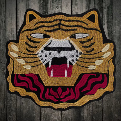 Large Animal Tiger Head Embroidery Patch Appliques Iron on Patches Badge Clothes Sewing