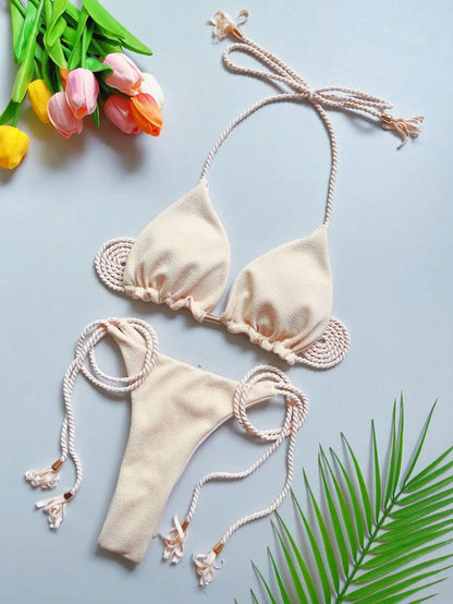 Sexy solid color women's bikini swimsuit two-piece beach Swimwear bikini suit