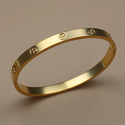 Stainless Steel Bangle Four-leaf Clover Crystal Design Stacking Bracelet Bangle