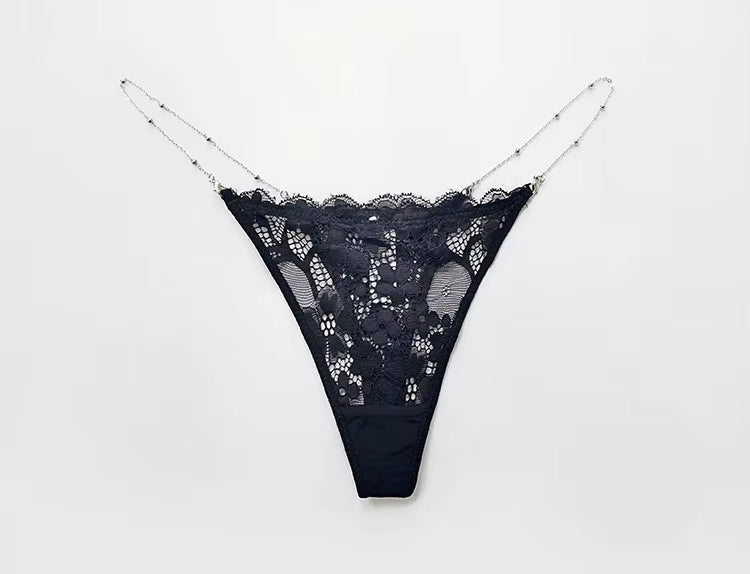 Women Letter Diamond Rhinestones G-String Briefs Underwear Low Waist Thong Panties