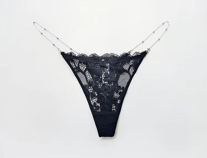 Women Letter Diamond Rhinestones G-String Briefs Underwear Low Waist Thong Panties