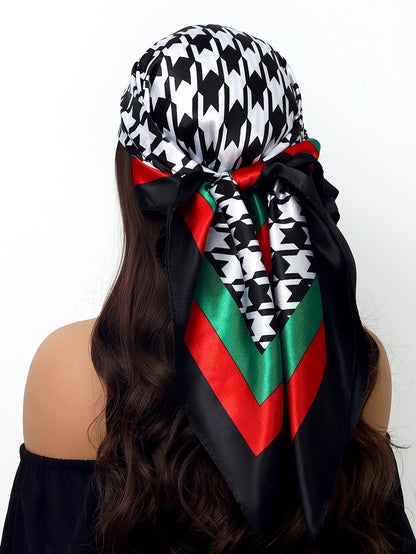 90cm Women Four Seasons Square Silk Satin Bandana Wrap Shawl Scarves Scarfs Sqk2