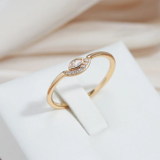 Women 585 Gold Color Cubic Zircon Trendy Bridal Wedding Rings