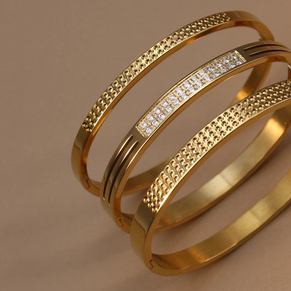 Stainless Steel 18K Gold Plated Zircon Women's Bracelet Bangles Gifts