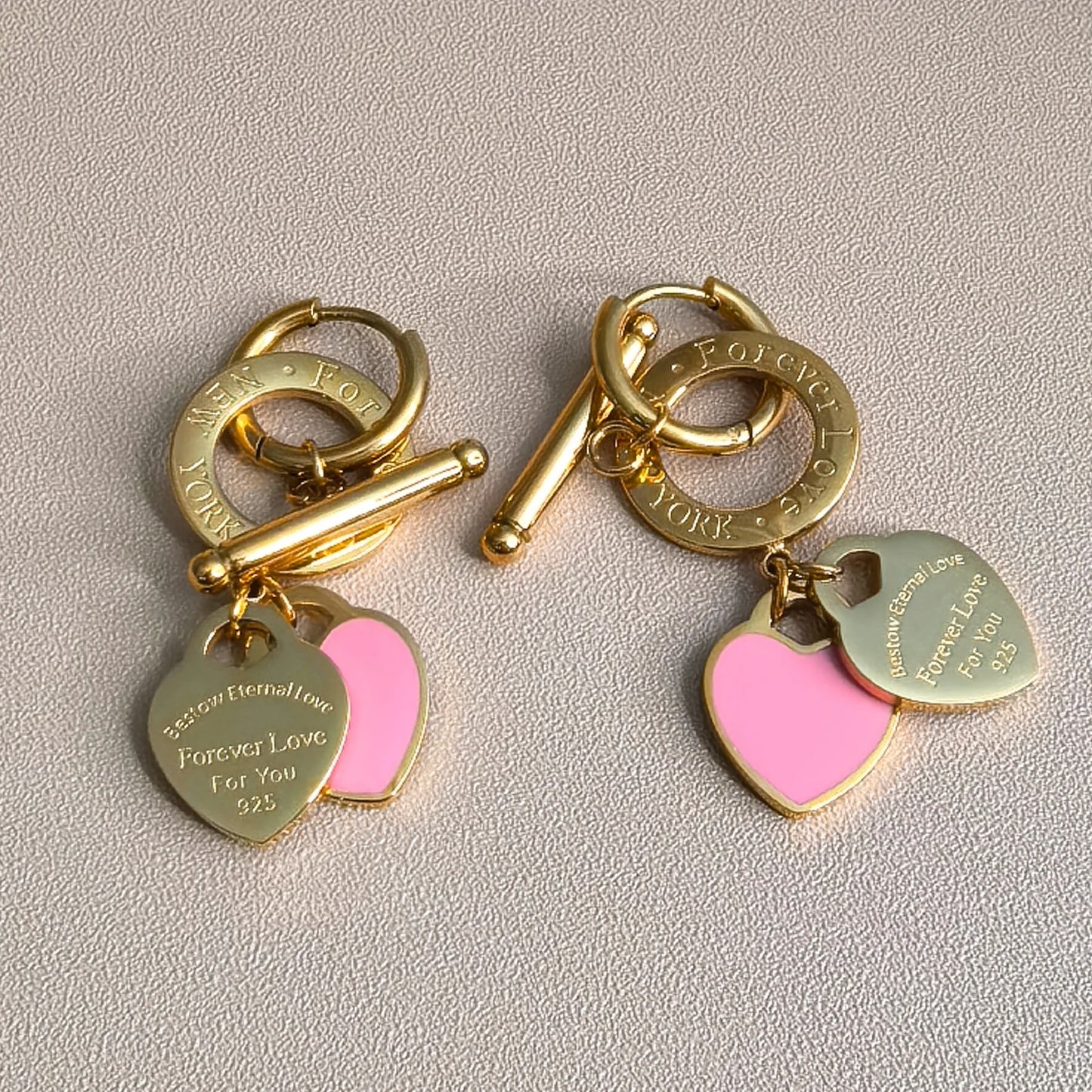 Stainless Steel Double Heart LOVE Pendant Love Party Wedding Earrings Jewelry